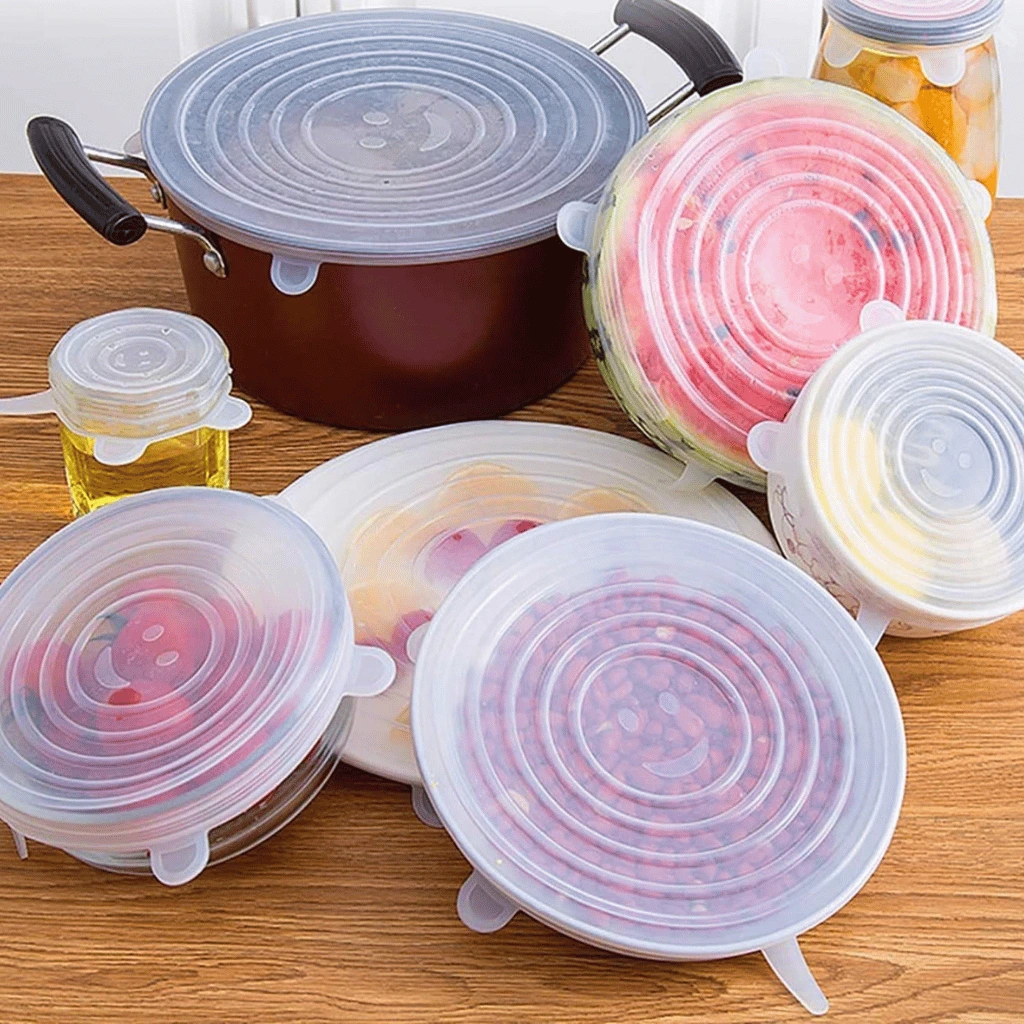6Pcs Kitchen Reusable Silicone Stretch Seal Lid