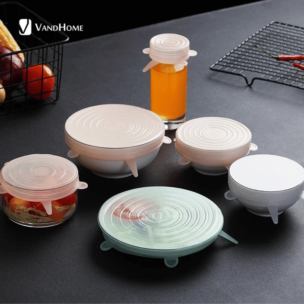 6Pcs Kitchen Reusable Silicone Stretch Seal Lid