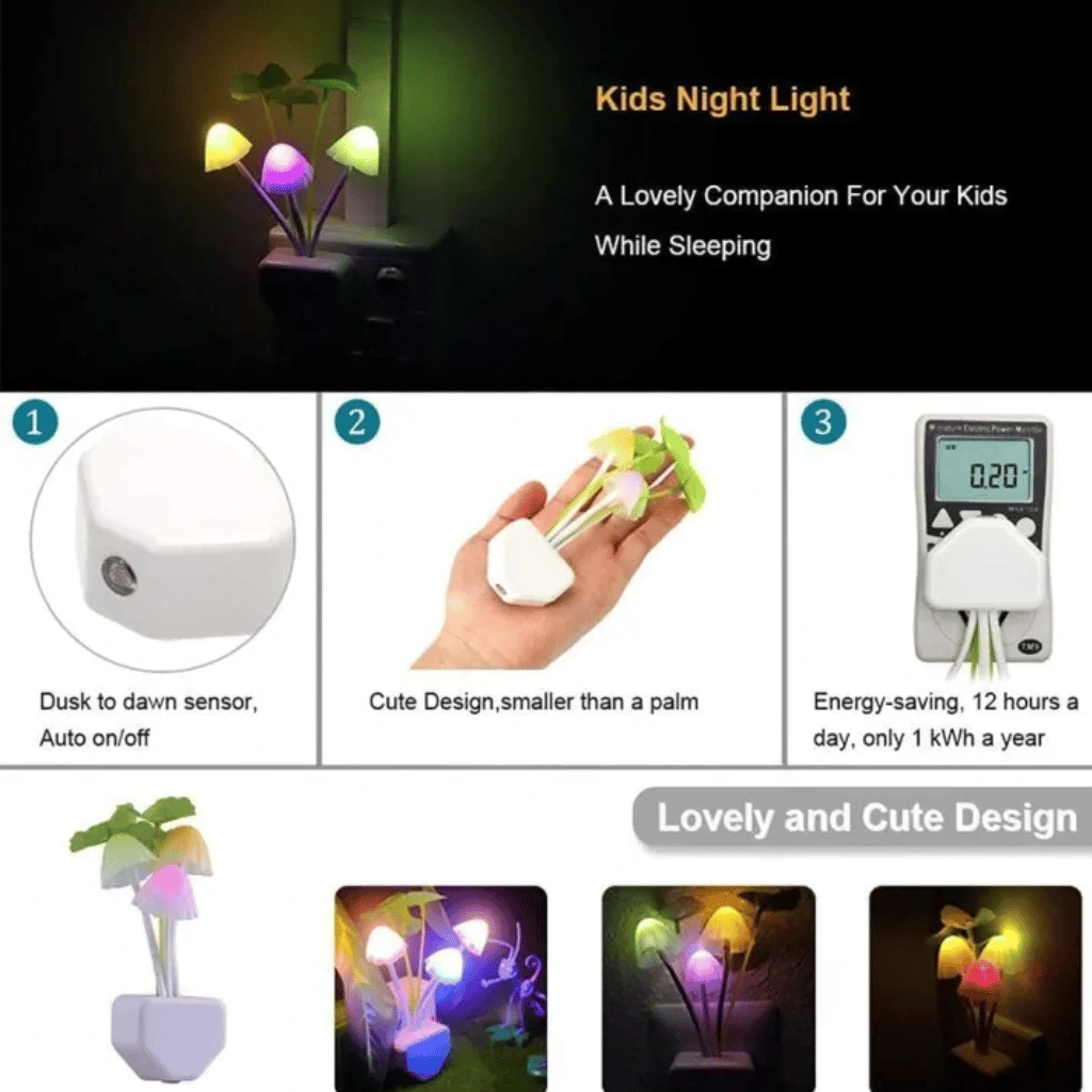 7 Color New Intelligent Sensor Changing Night Light With Flower Mushroom Lamp