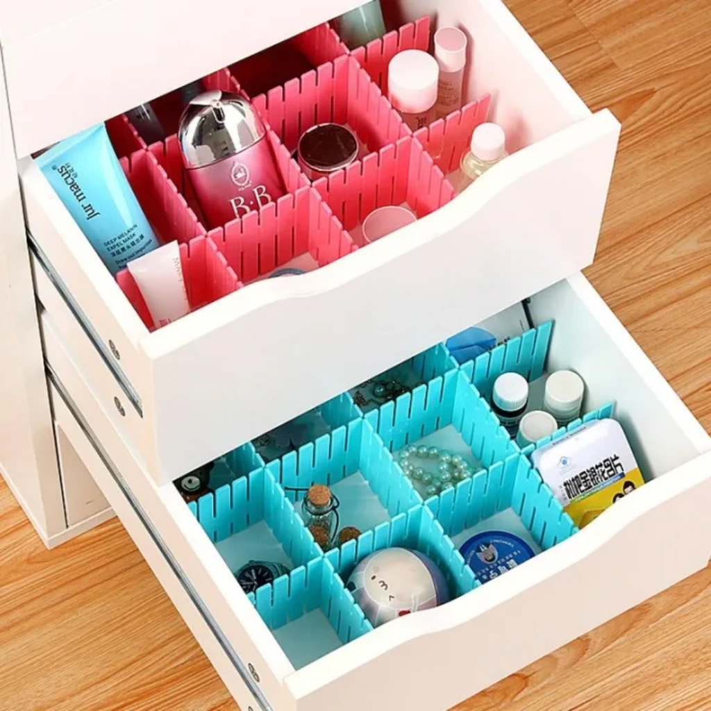 8Pcs DIY Plastic Grid Drawer Dividers Adjustable Sock