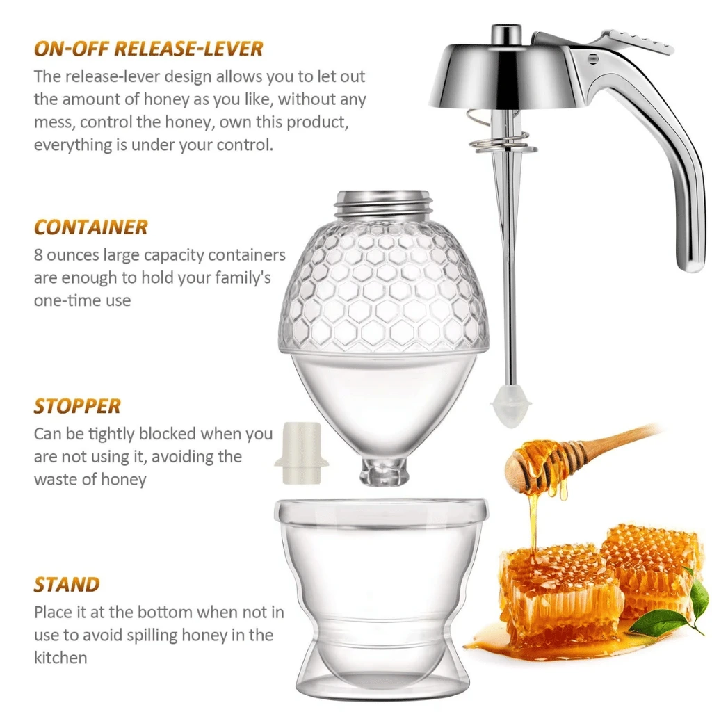 Acrylic Honey Jar Dispenser Honey Pot