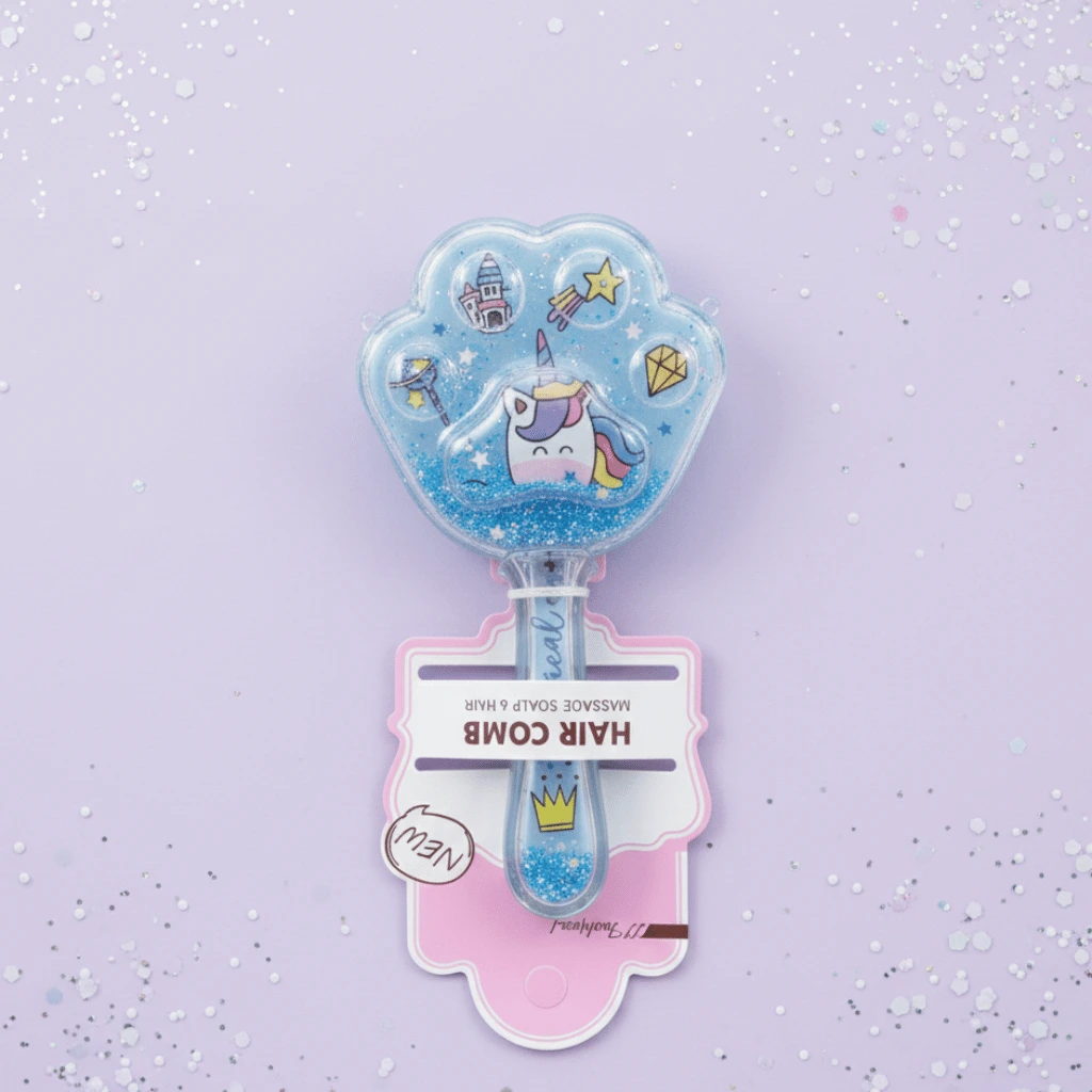 Baby Hair Brush - Cute Star Unicorn Hair Brush - Glitter Massage