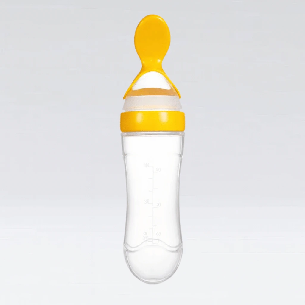 Baby Silicone Squeeze Feeding Bottle With Spoon