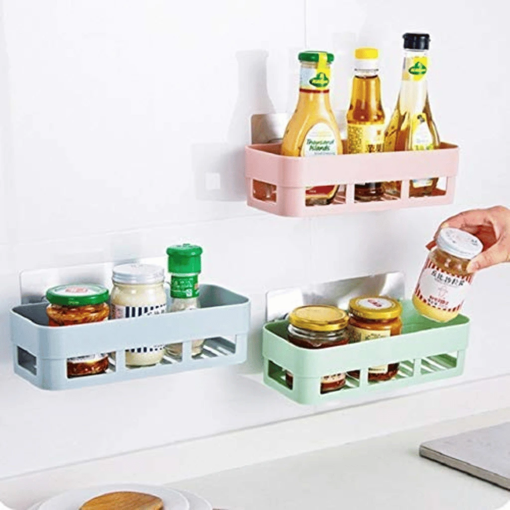 Bathroom Storage Rectangular Rack Organizer No Drill For Shower Soap Shampoo Holder
