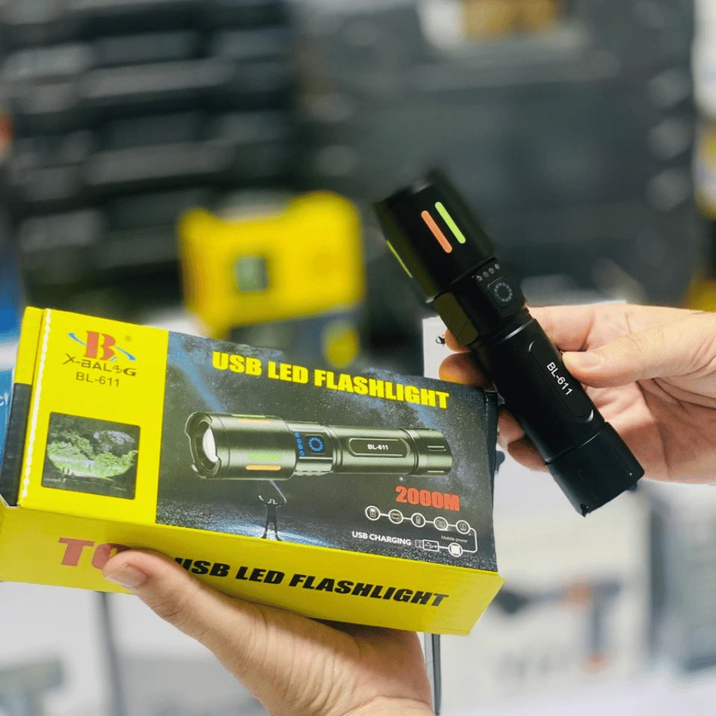 BL-611 USB Rechargeable LED Flashlight 2000M Long Range High Power Torch