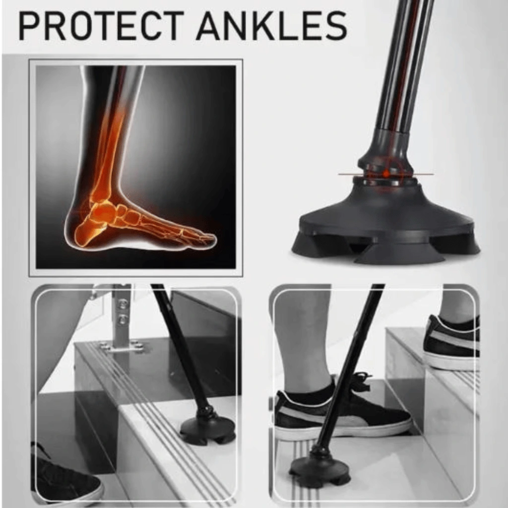 Black Folding Walking Stick With Led Light Portable Aluminium Handle Dependable Professional Walking Stick