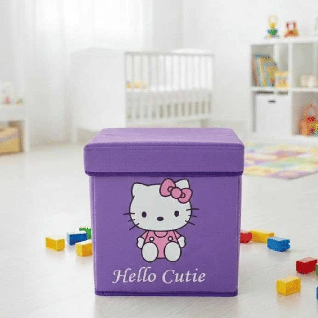 Brown Cube Storage Box Cute Character Face Toy