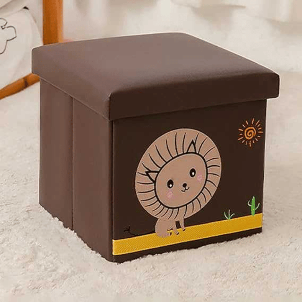 Brown Cube Storage Box Cute Character Face Toy