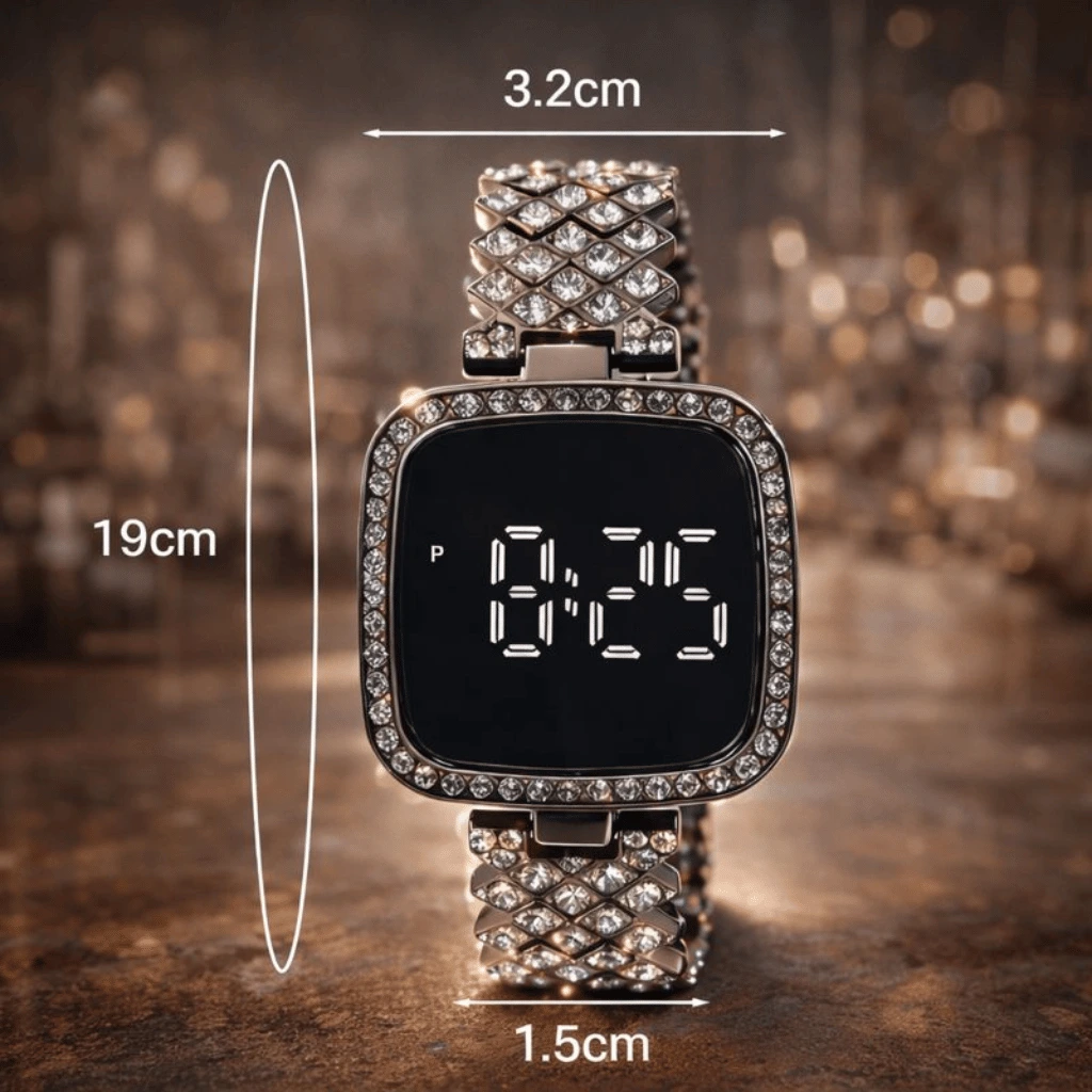 Chic Womens Digital Display Watch With Elegant Bracelet Strap Stylish Design