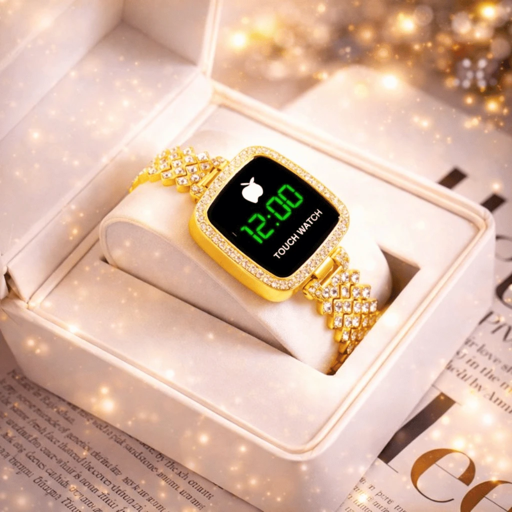Chic Womens Digital Display Watch With Elegant Bracelet Strap Stylish Design