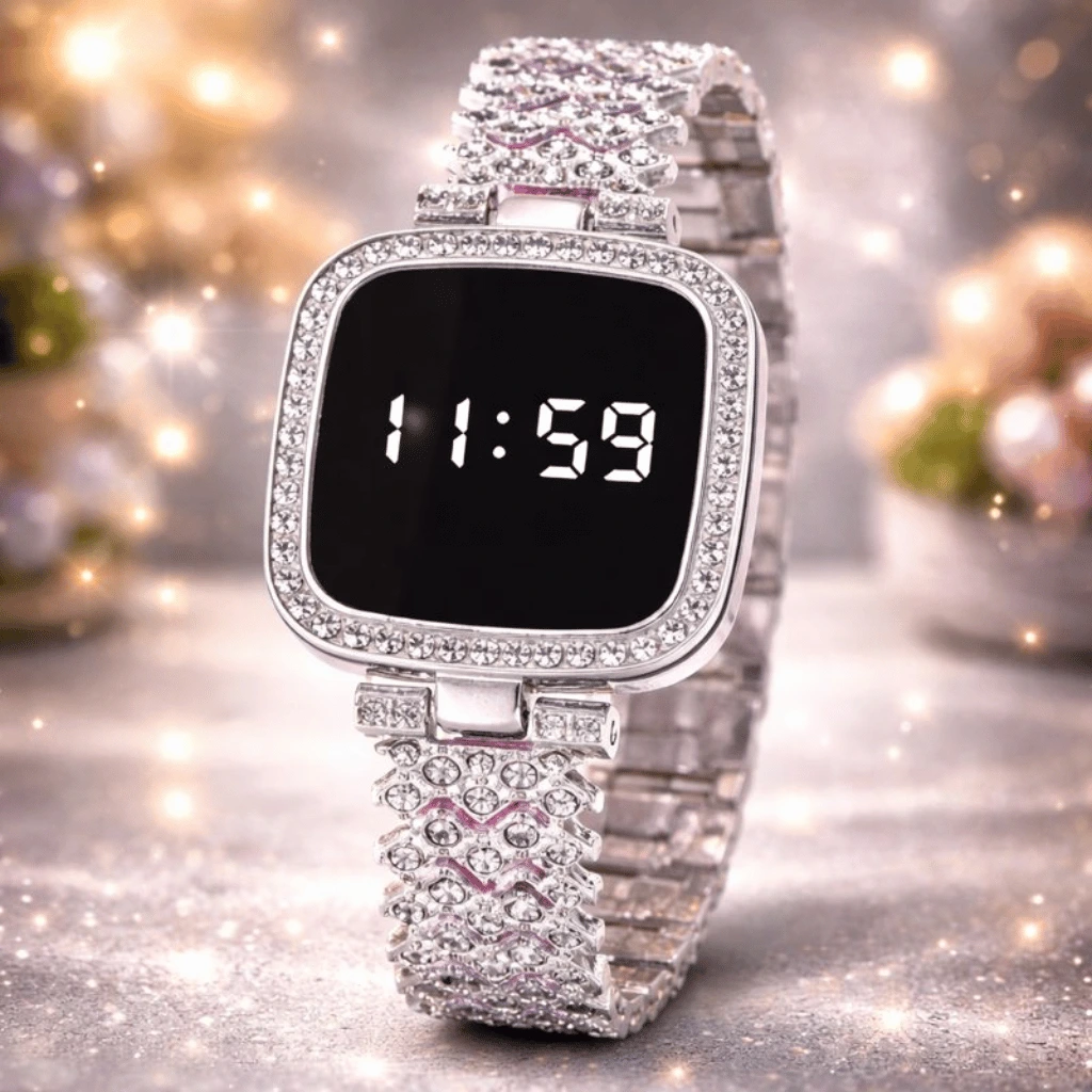 Chic Womens Digital Display Watch With Elegant Bracelet Strap Stylish Design