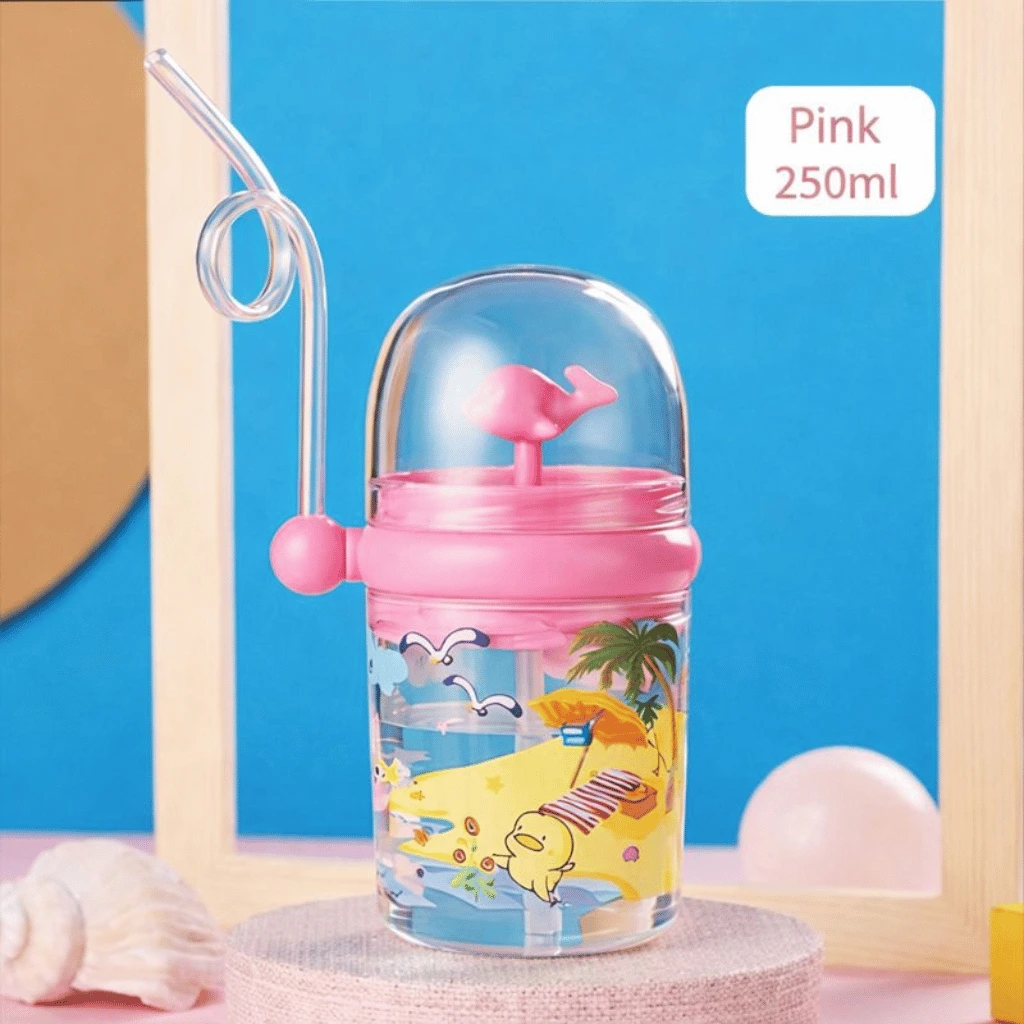 Children Whale Spray Cup Sippy Bottle Cartoon Baby with Sippy Kettle Outdoor Portable Children's Cup (Random Color)