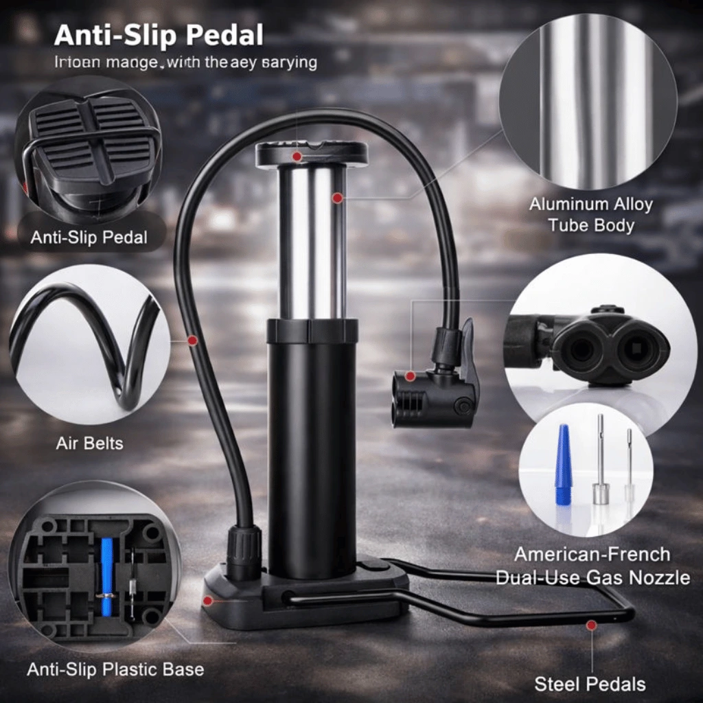 High Pressure Lightweight Tire Foot Air Pump (Random Color)