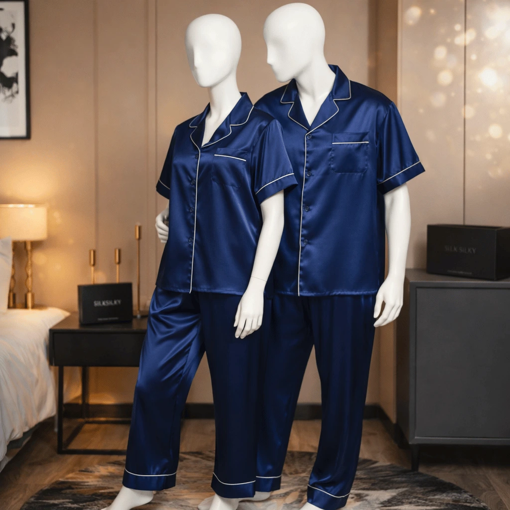 Couple Matching Pajama Set Short Sleeve Top & Long Pants