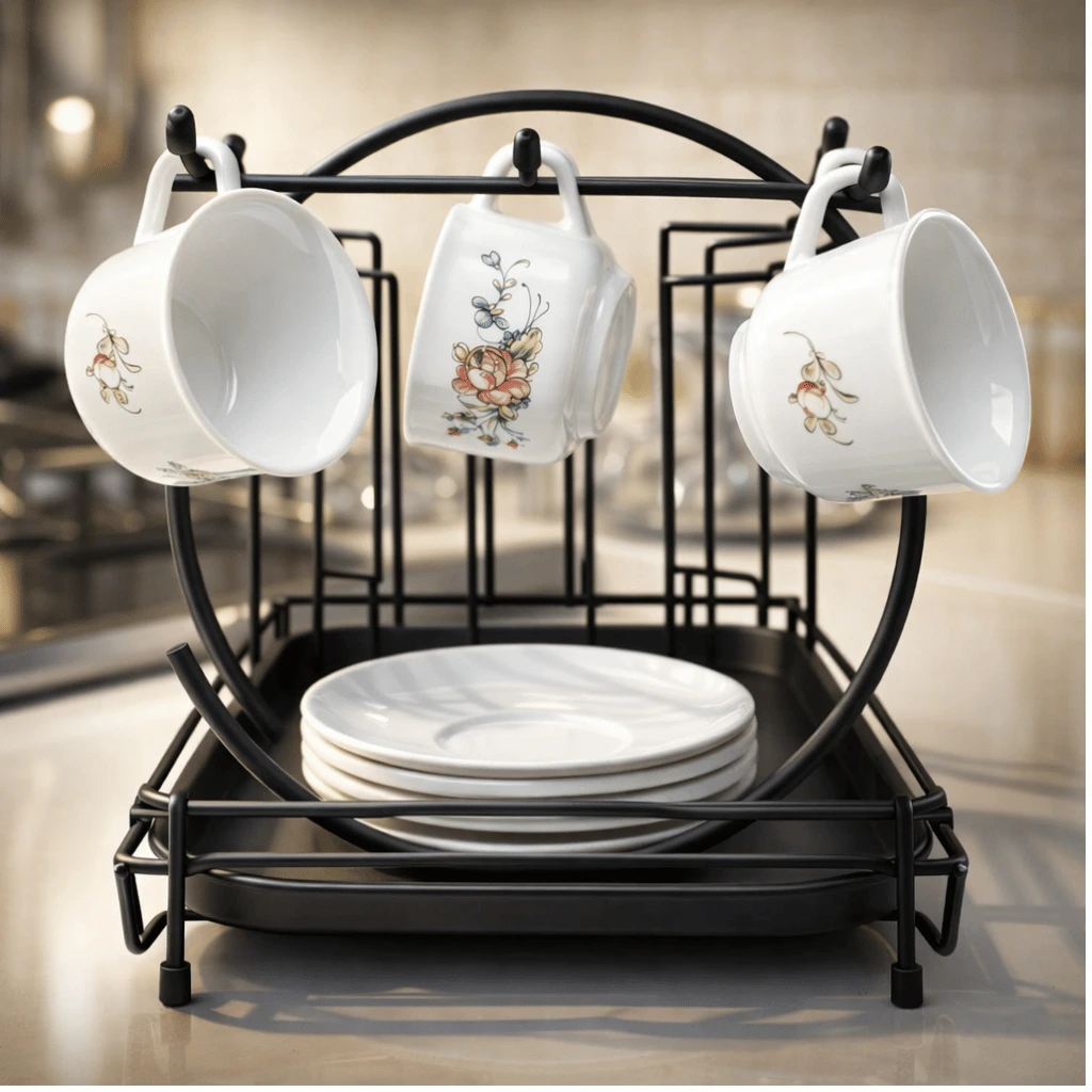 Durable Metal Cup & Glass Stand Rack