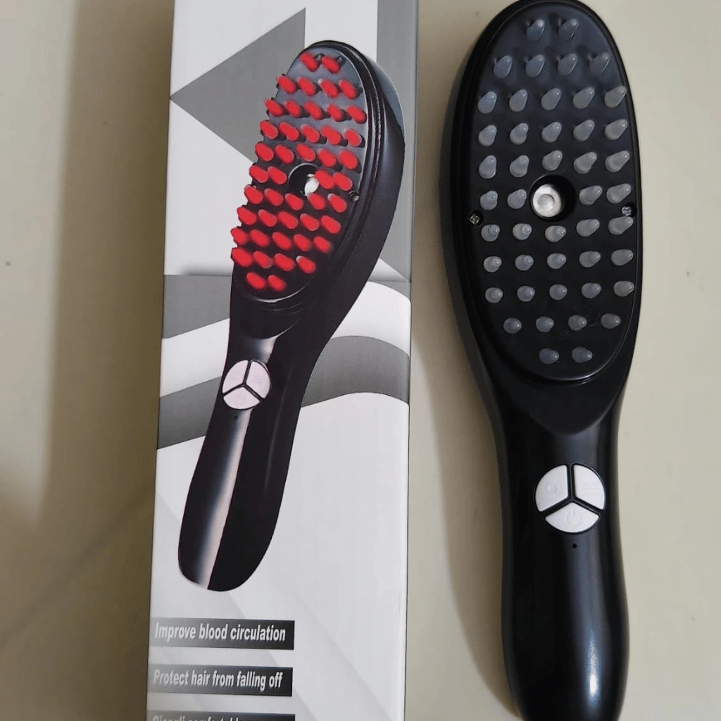 Electric Massage Comb β Blue & Red Light Therapy, Vibration Brush, Spray & Negative Ion Scalp Massager (Rechargeable)