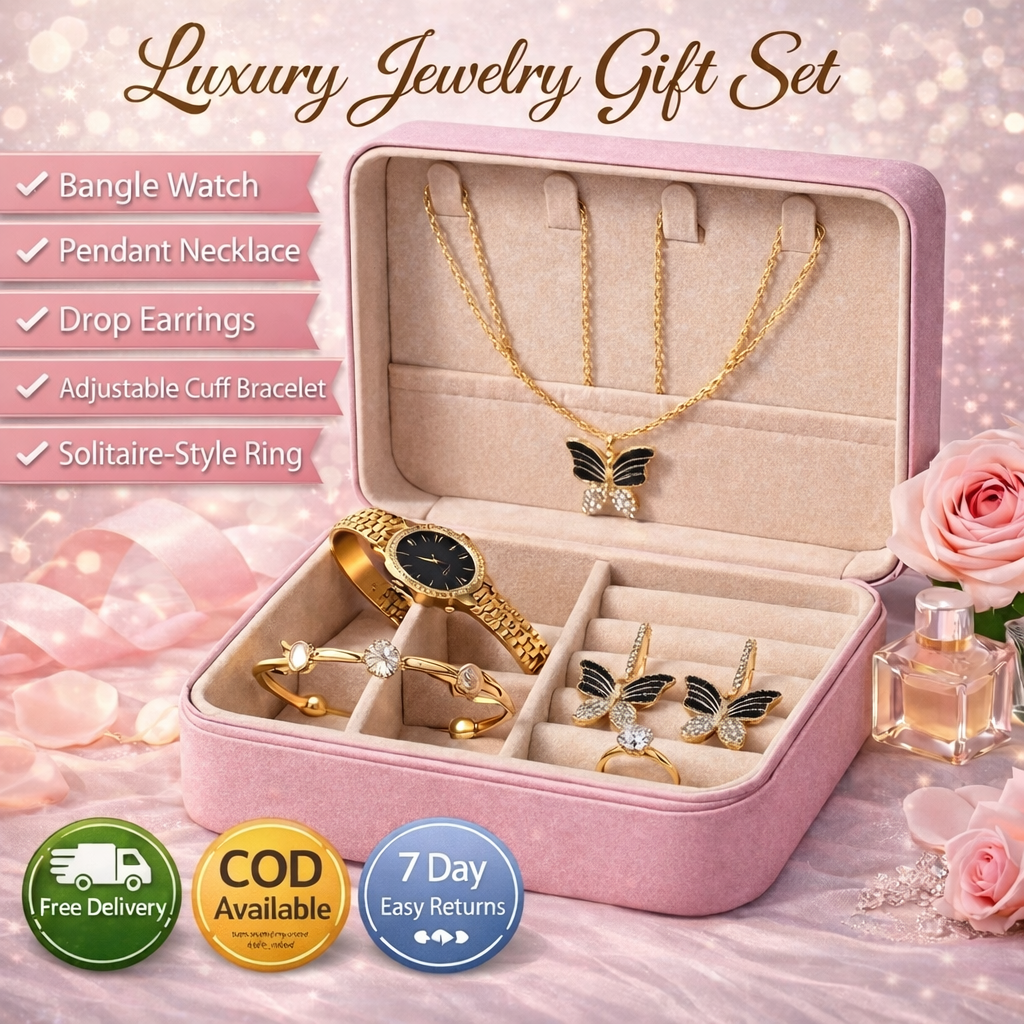Elegant Butterfly Jewelry Gift Set – 6-Piece Gold-Tone Collection