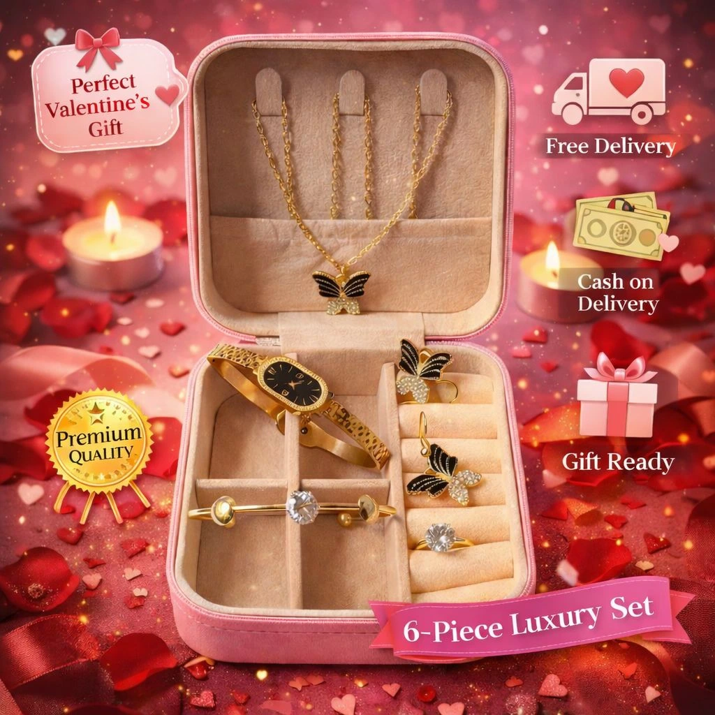 Elegant Butterfly Jewelry Gift Set – 6-Piece Gold-Tone Collection