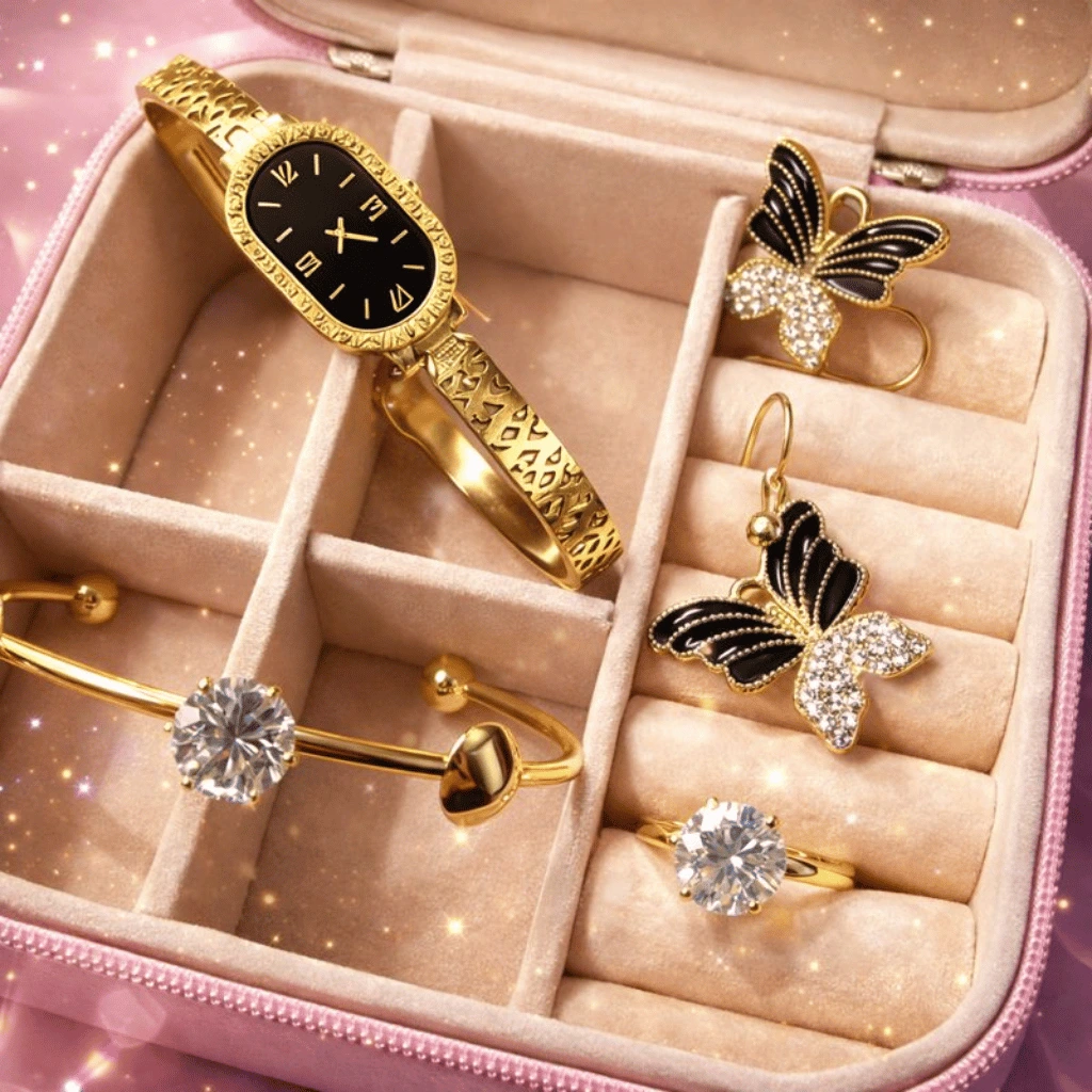 Elegant Butterfly Jewelry Gift Set – 6-Piece Gold-Tone Collection