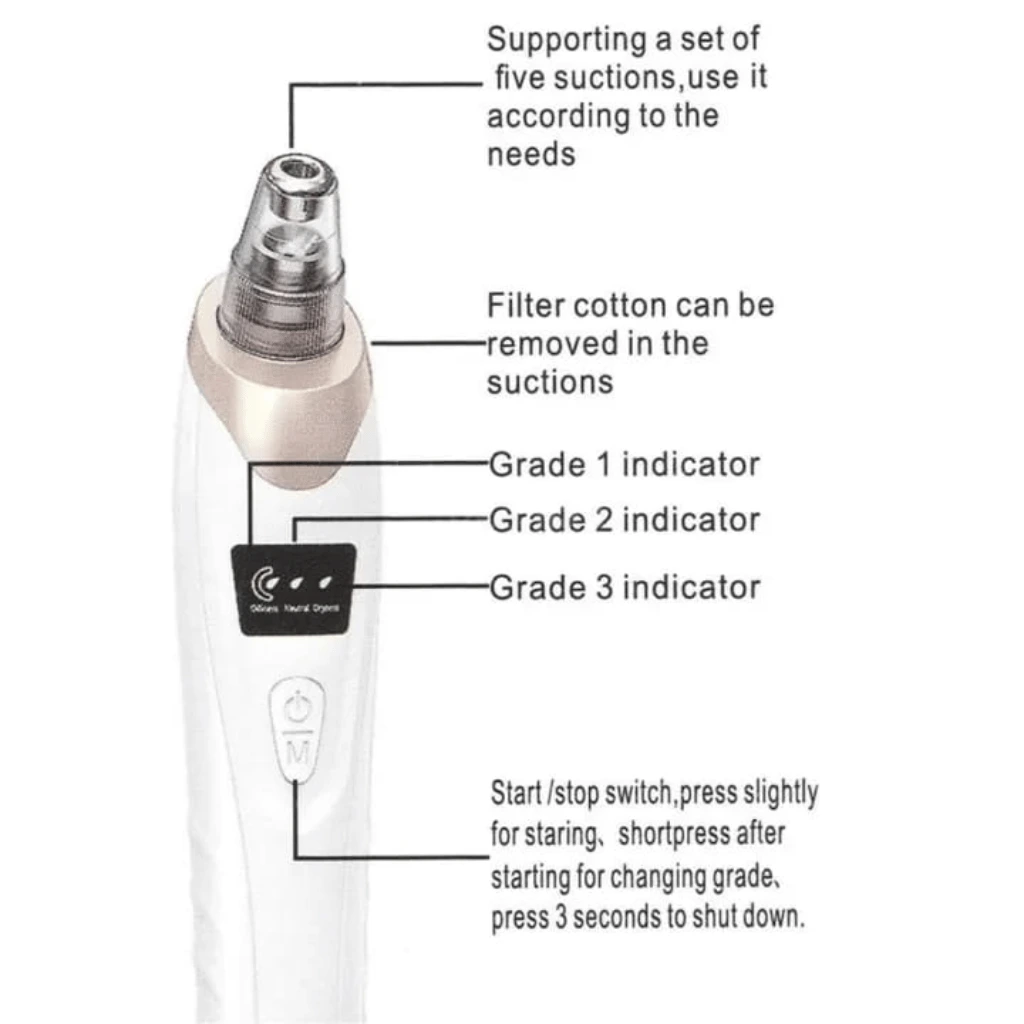 Face Vacuum Blackhead Remover Pore Cleaner Electric Deep Cleansing Tool For Nose And Face