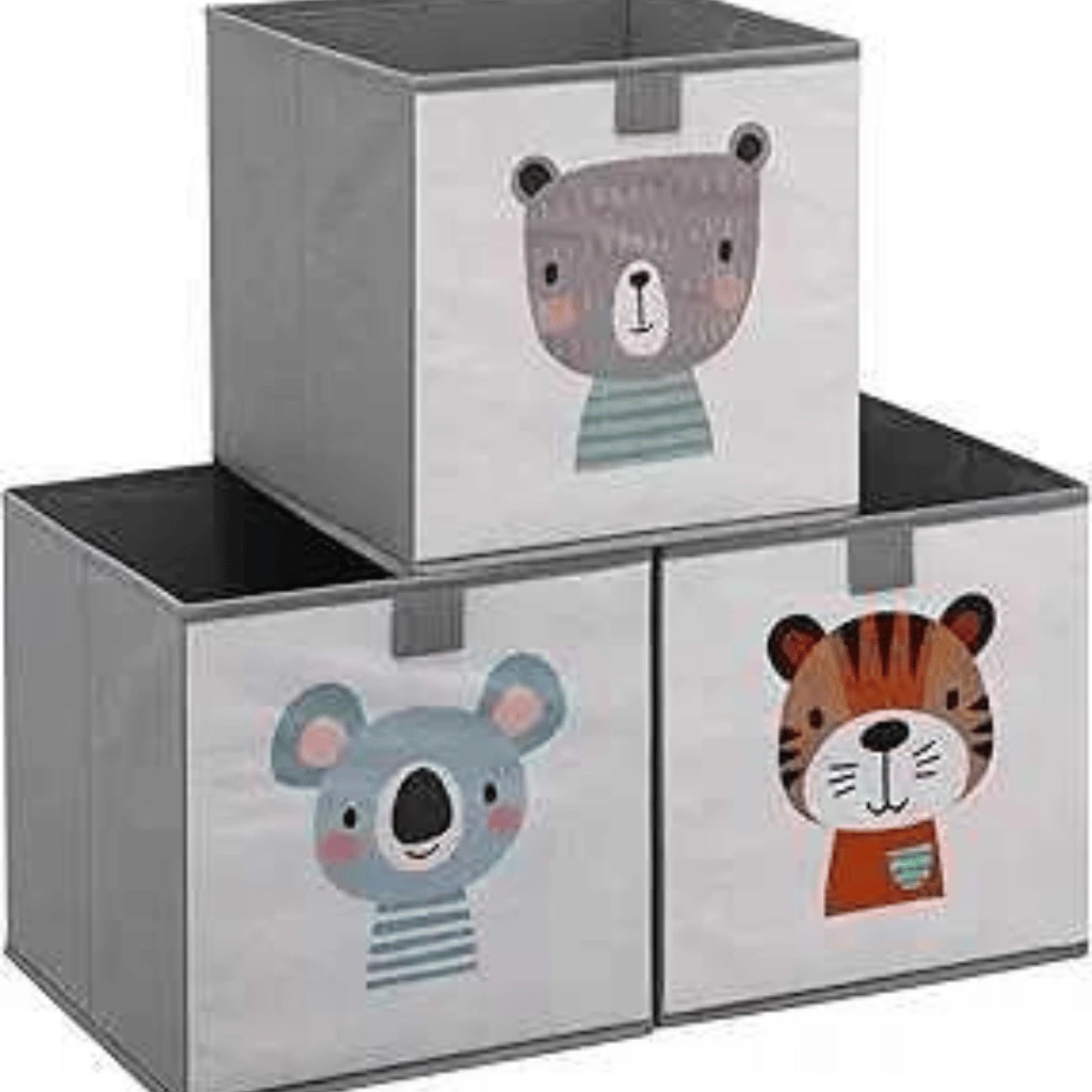 Foldable Cartoon Toy Storage Box Large Canvas Organizer for Kids Room ( Multi Color )