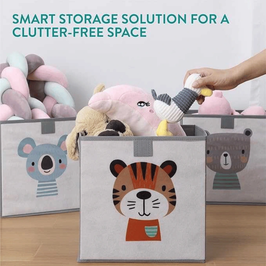 Foldable Cartoon Toy Storage Box Large Canvas Organizer for Kids Room ( Multi Color )