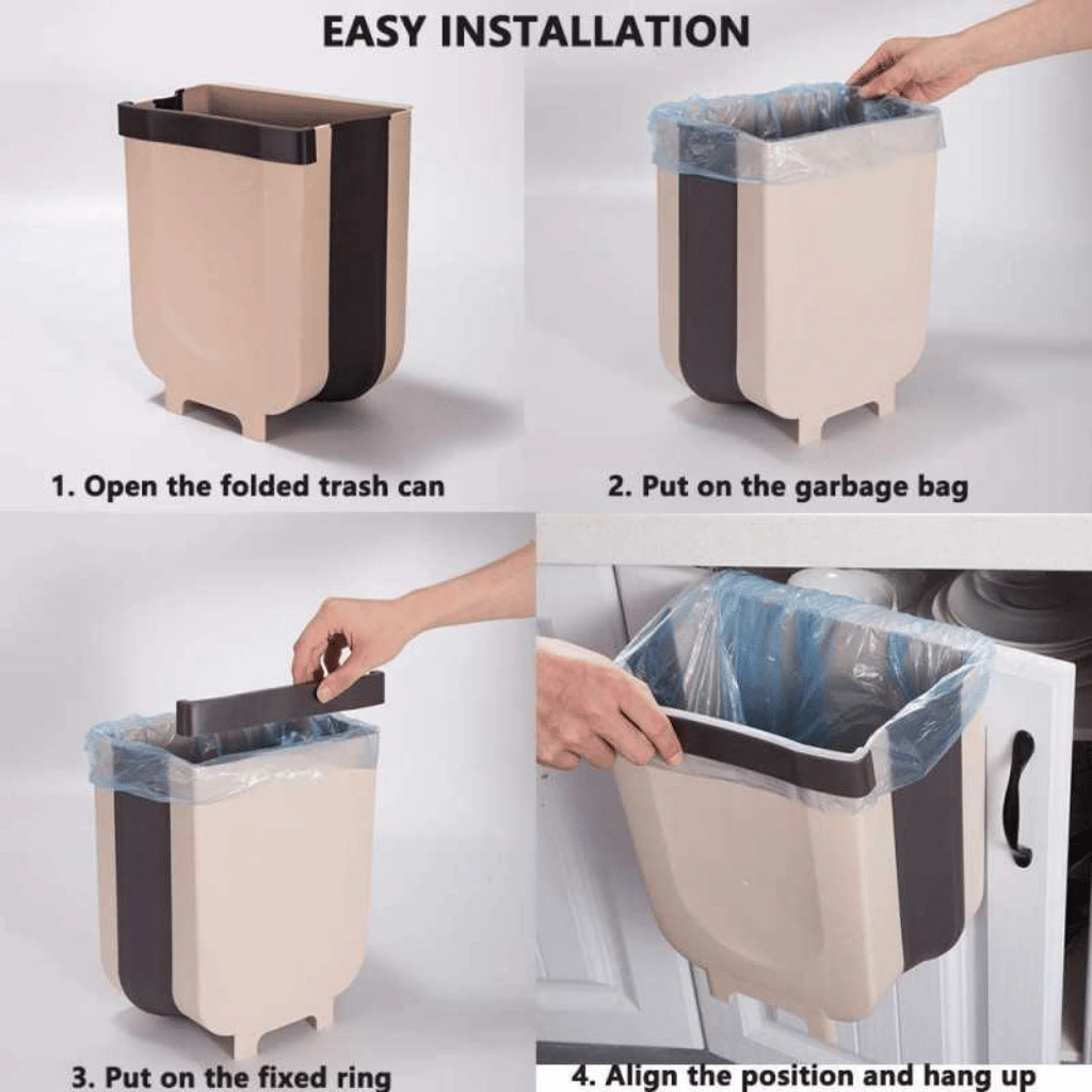 Foldable Hanging Trash Can – Wall-Mounted Kitchen Cabinet Waste Bin