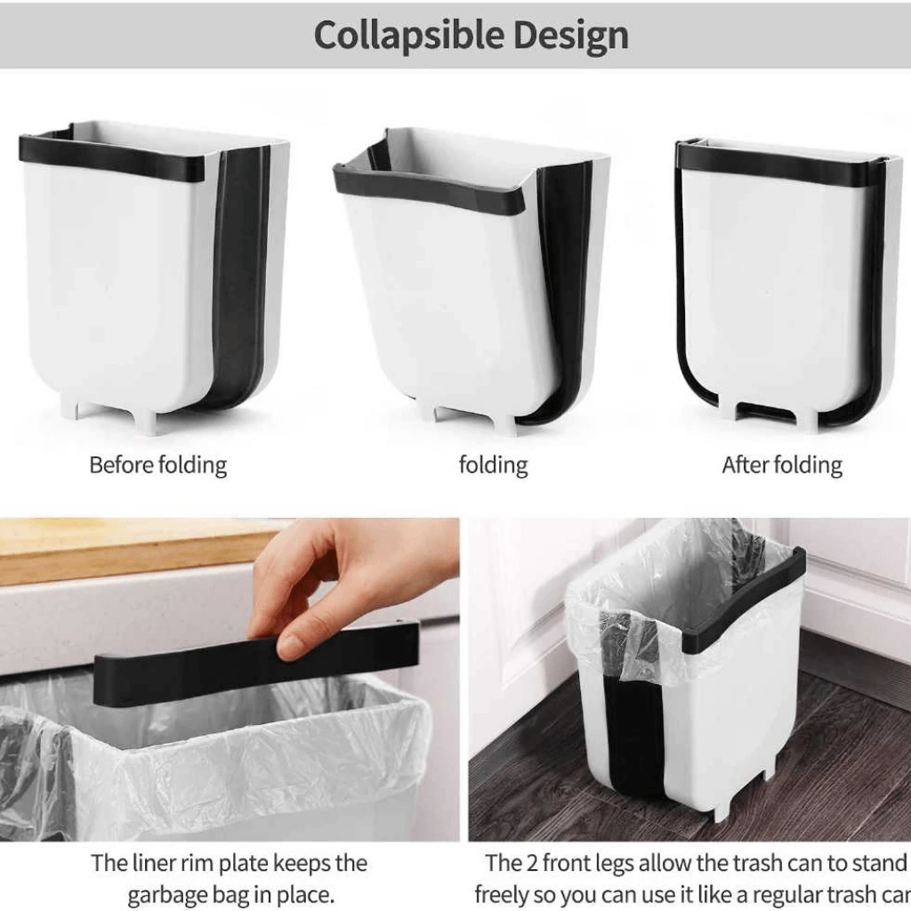 Foldable Hanging Trash Can – Wall-Mounted Kitchen Cabinet Waste Bin