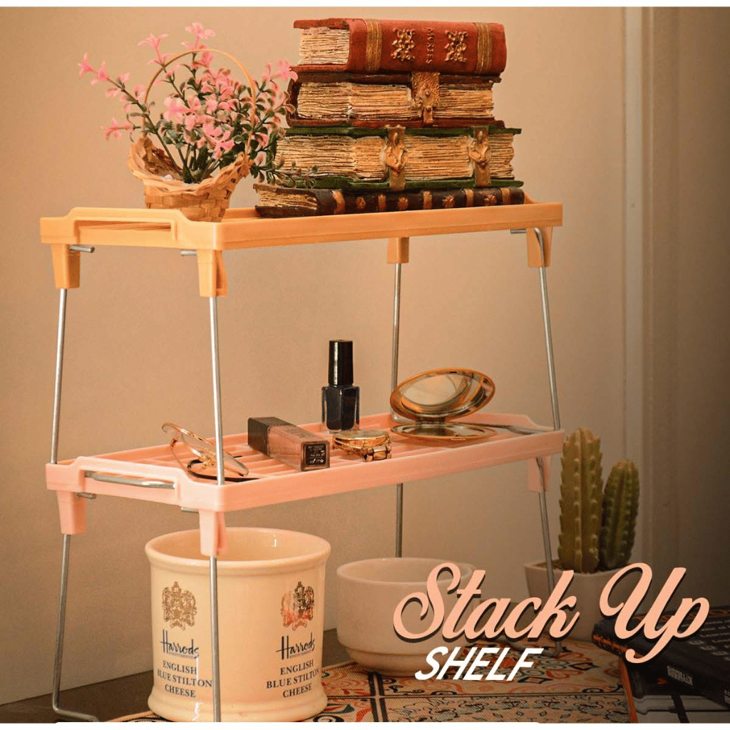 Foldable Stack Up Shelf Stand Jar Rack Cupboard Storage Support