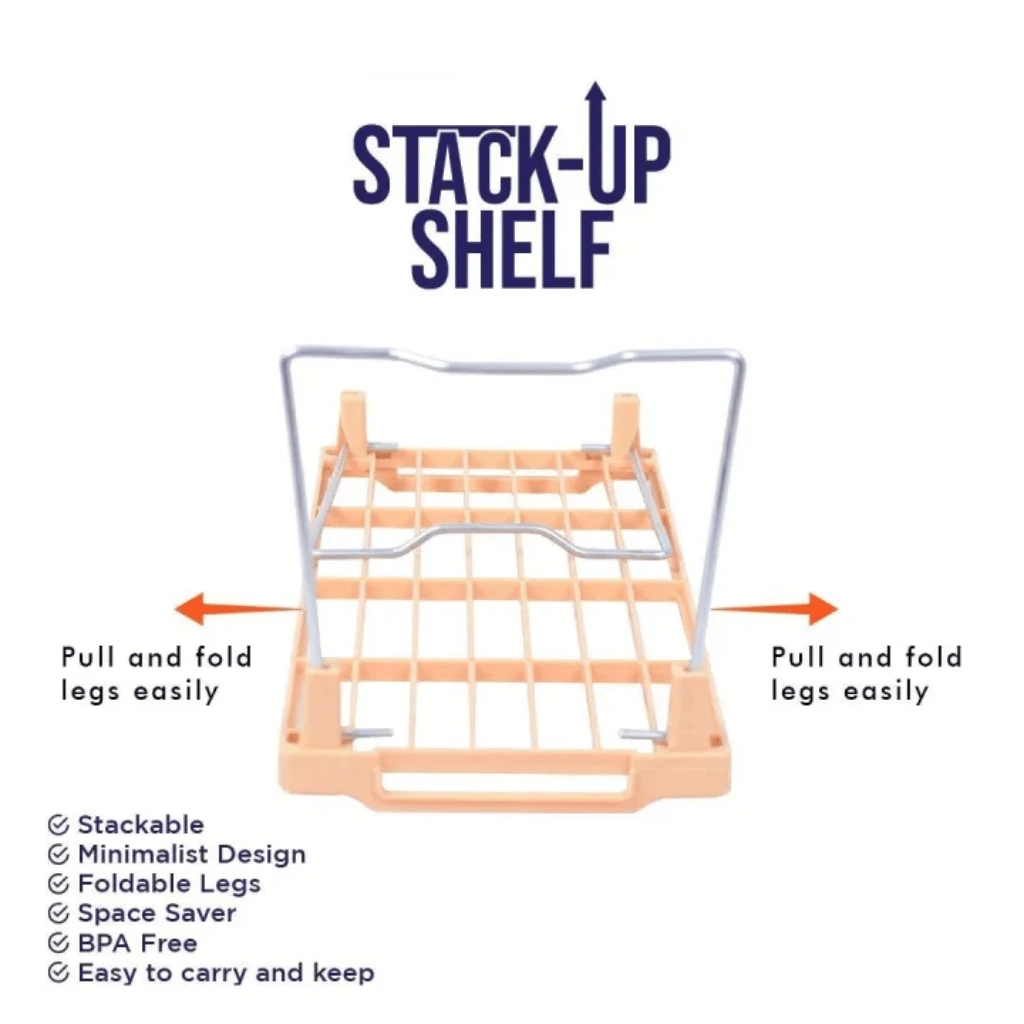 Foldable Stack Up Shelf Stand Jar Rack Cupboard Storage Support
