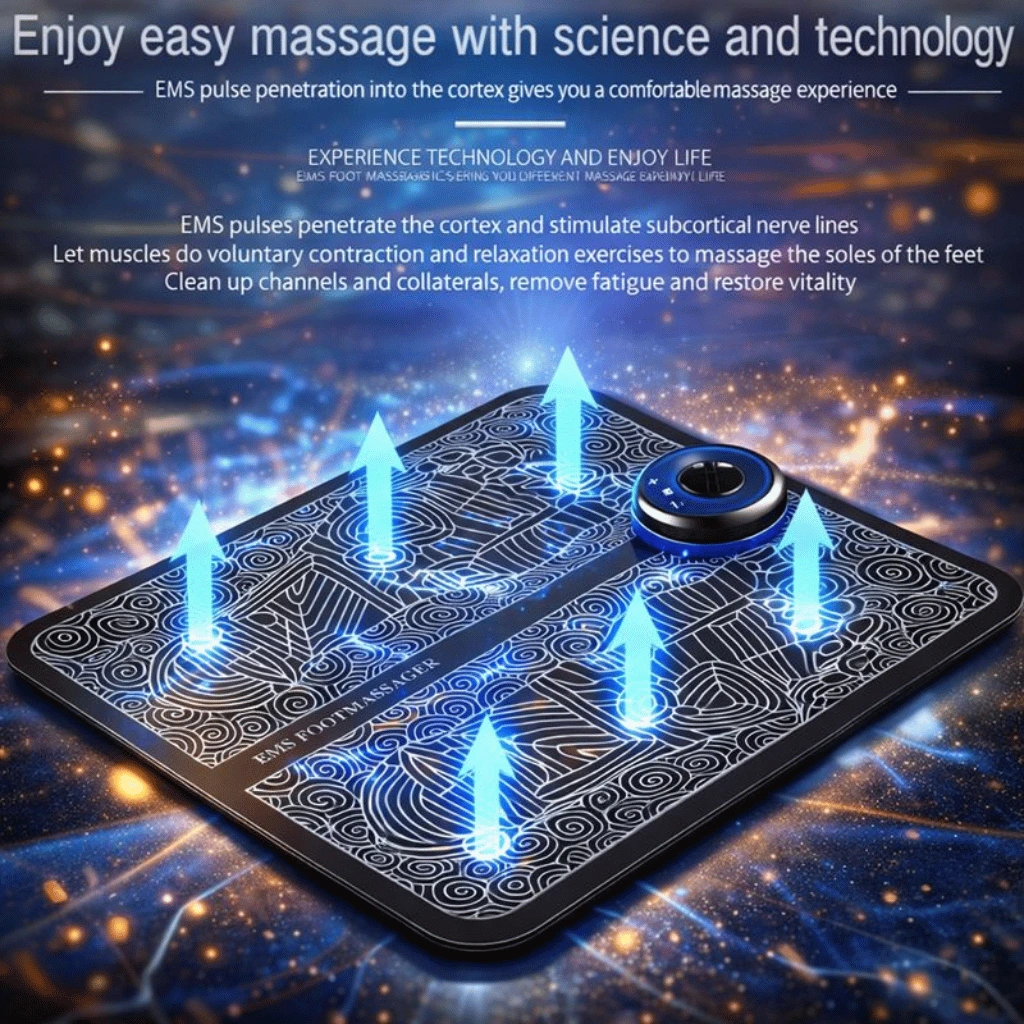 Foot Massager Mat Portable FOLDING Feet Massage Pad Machine Electronic USB Rechargeable