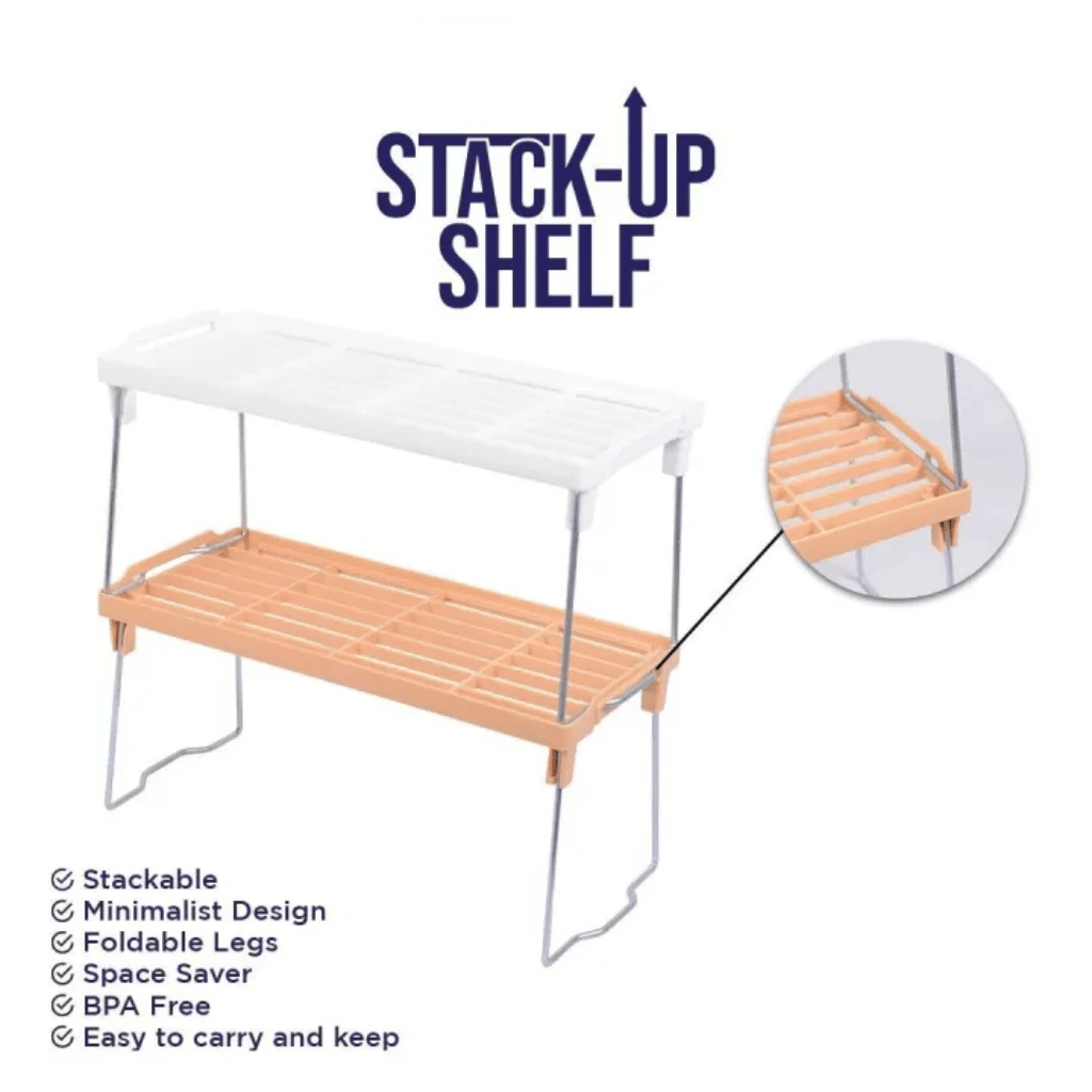 Foldable Stack Up Shelf Stand Jar Rack Cupboard Storage Support