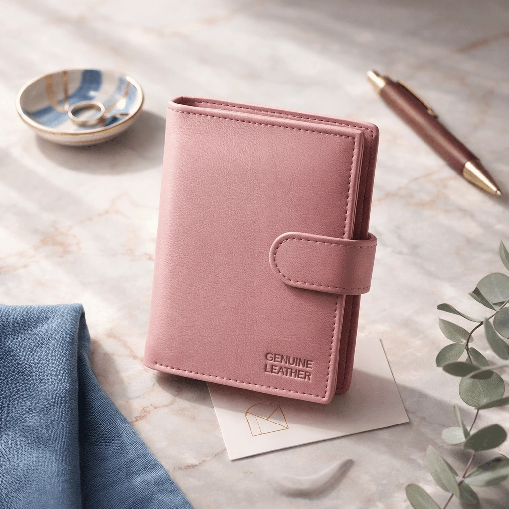 Genuine Leather Compact Bifold Wallet