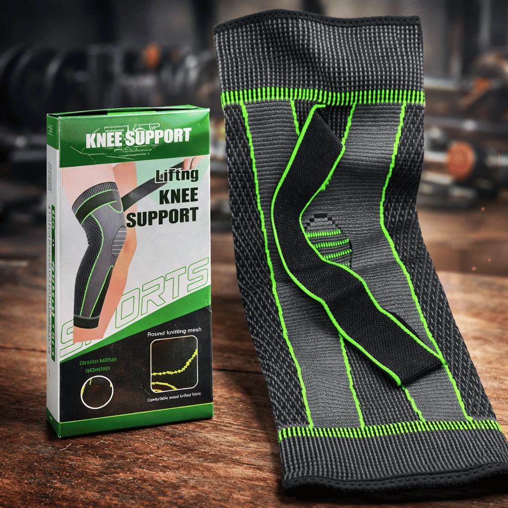 Green Stripe Sports Lengthen Knee Warmer Leg Sleeve Non-Slip Bandage Compression Leg Warmer