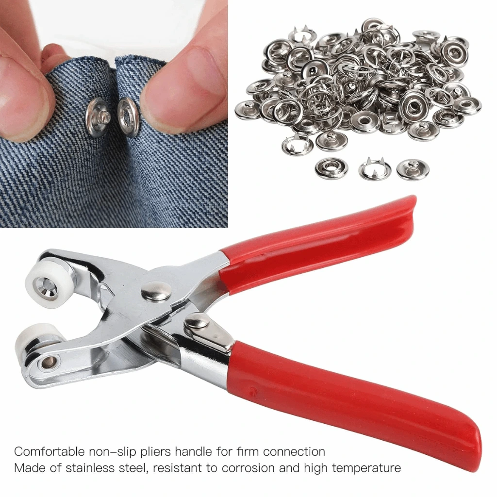 Hand Press Button Plier With 50 Tich Buttons | Tich and Snap Button Press Tool DIY