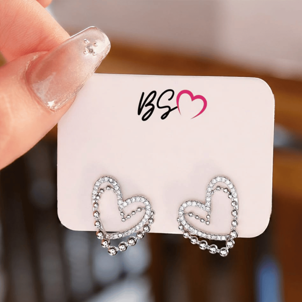 Heart Shape Double Korean Earrings
