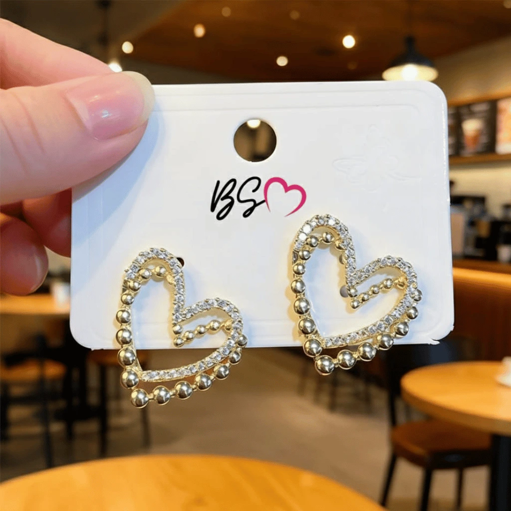 Heart Shape Double Korean Earrings