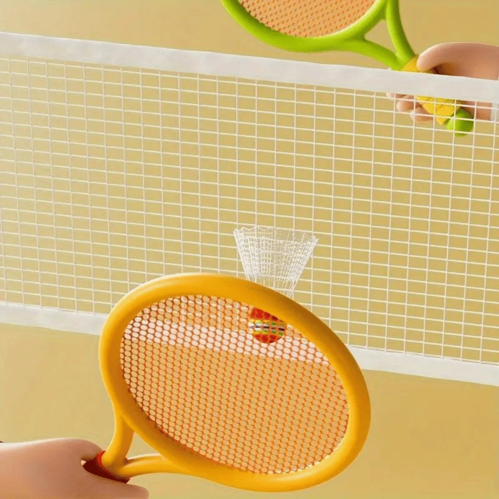 Kids Badminton & Tennis Racket Set Easy-To Handle Outdoor Sports Toy With 2 Rackets, 1 Ball, And 1 Shuttlecock