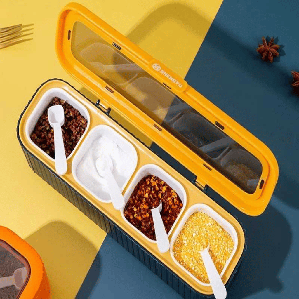 Kitchen Multi-Function Four Grid Integrated Seasoning Box Set
