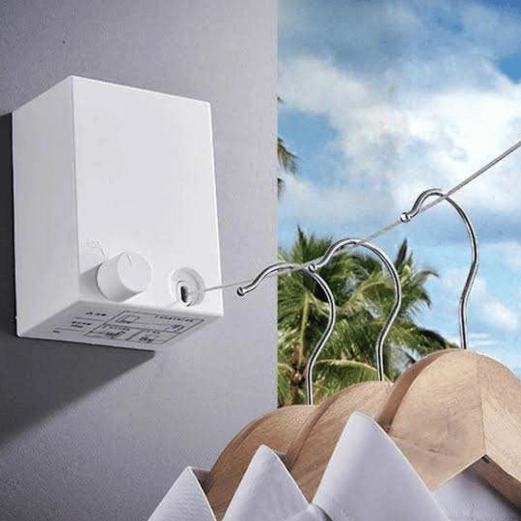 Indoor Outdoor Retractable Clothesline Wall Mounted Laundry Drying Rack
