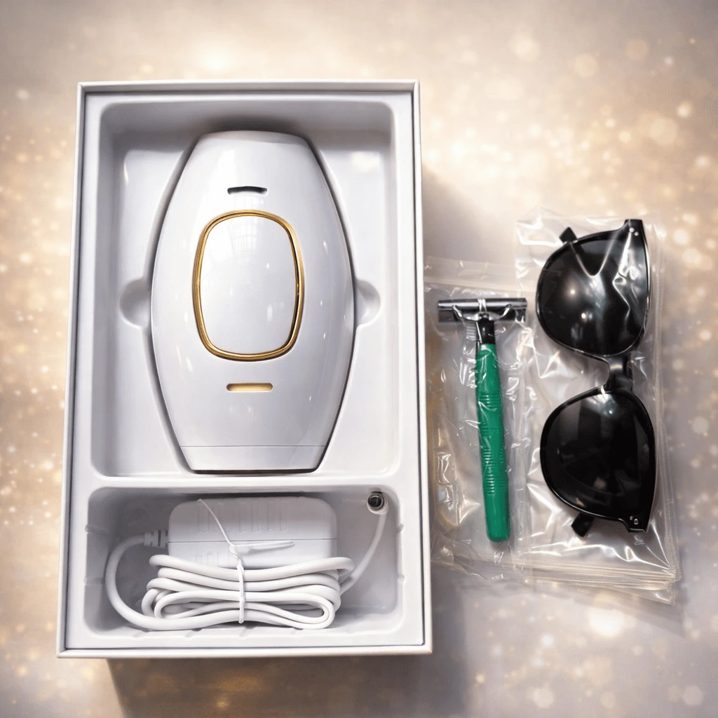 IPL Laser Hair Removal Handset with Razor & Safety Glasses