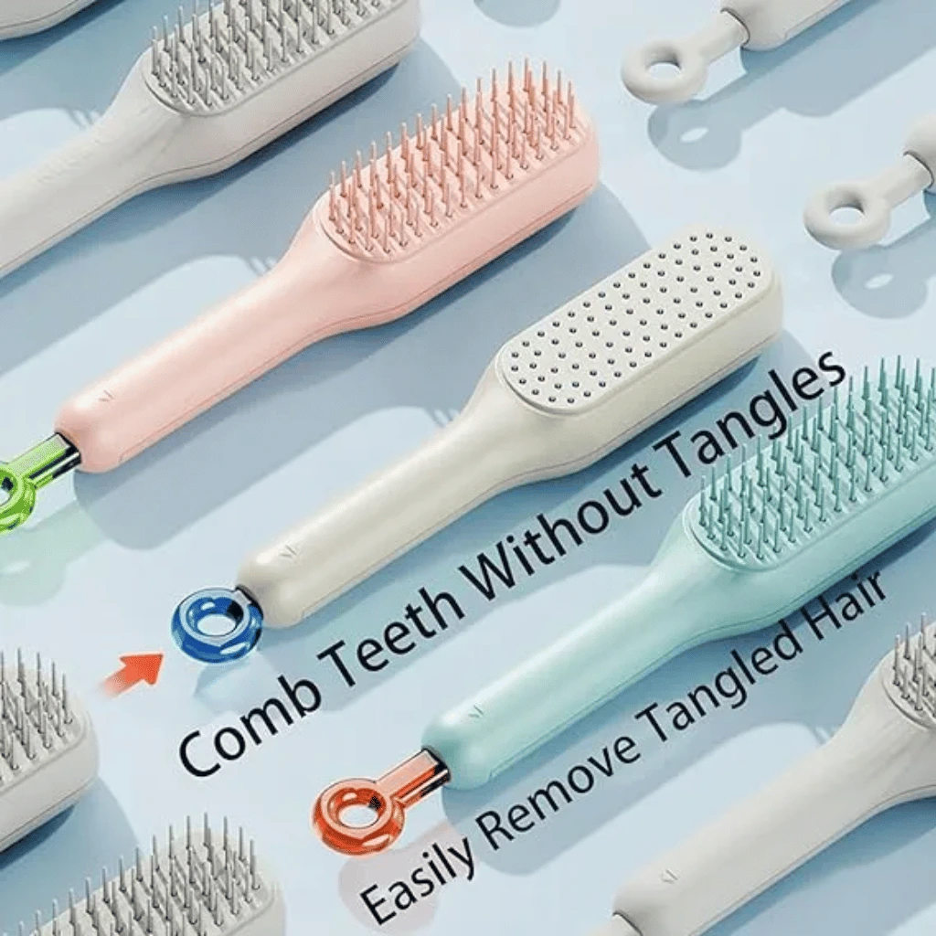 Magic Retractable Comb Self Cleaning Hair Brush Massage (Random Color)