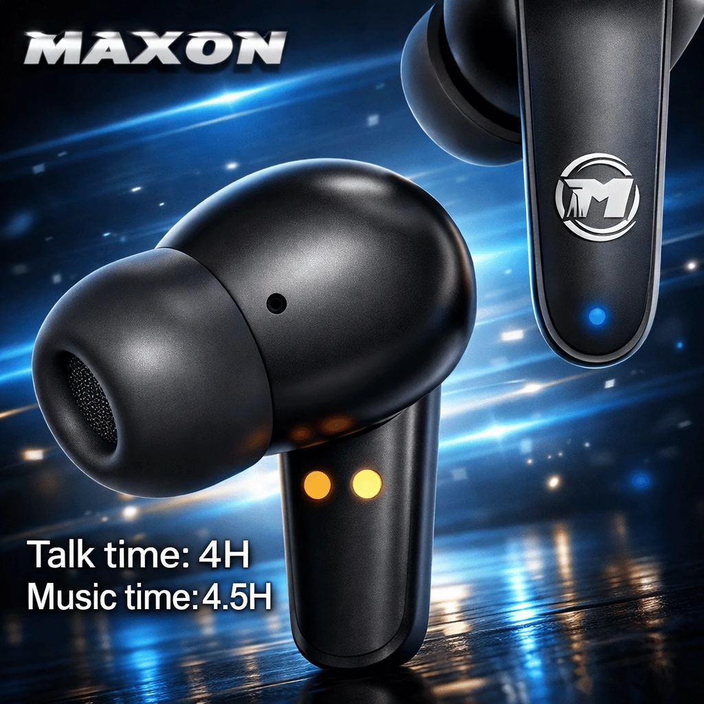 Maxon B303 Wireless Earbuds Playtime, 10m Range, Touch Control