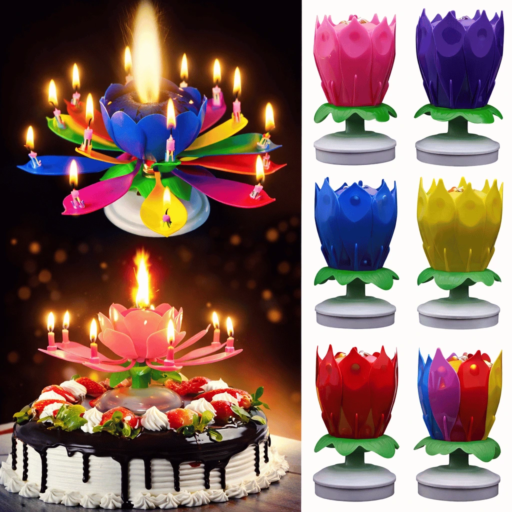 Melody Birthday Candle Musical Flower Candle With Rotating And Happy Birthday Tune For Celebrations