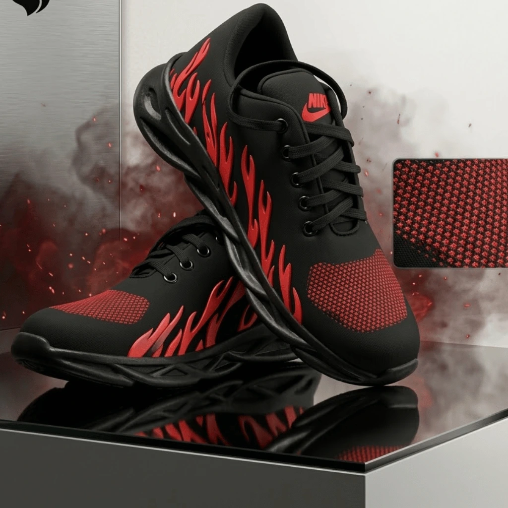 Men's Rubber Comfortable Joggers Red Fire