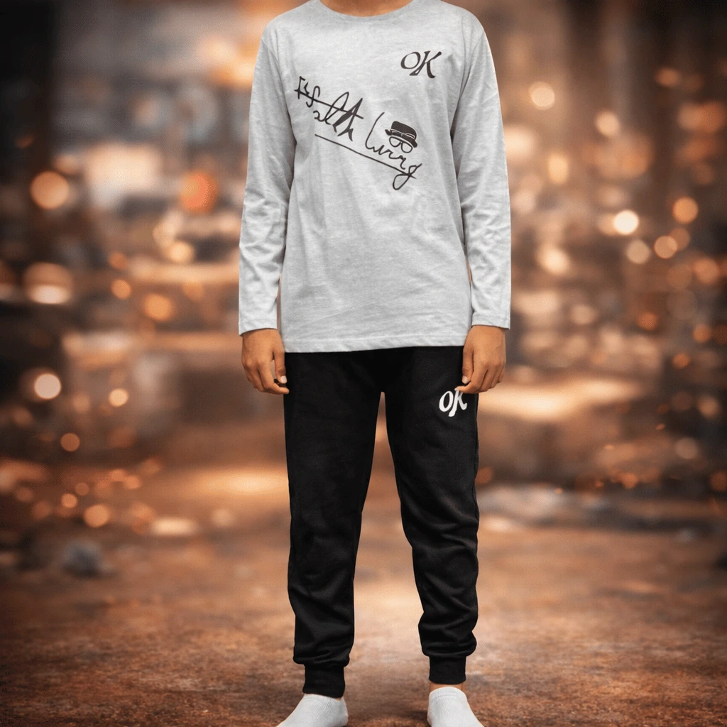Mens Printed Tracksuit Set Soft Fabric Stylish T Shirt and Trouser Comfortable Fashionable