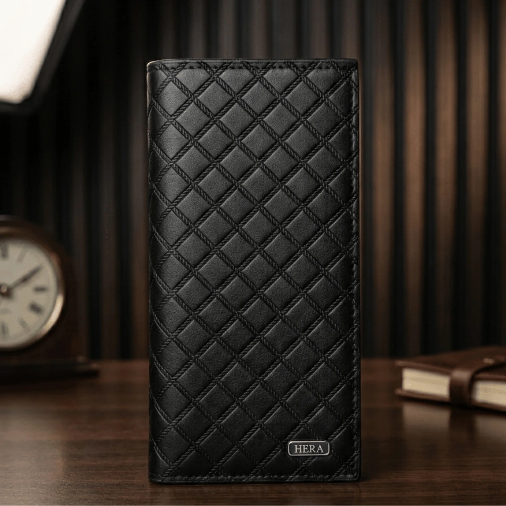 Men’s Quilted Leather Bifold Wallet Slim & Stylish Multiple Card Slots