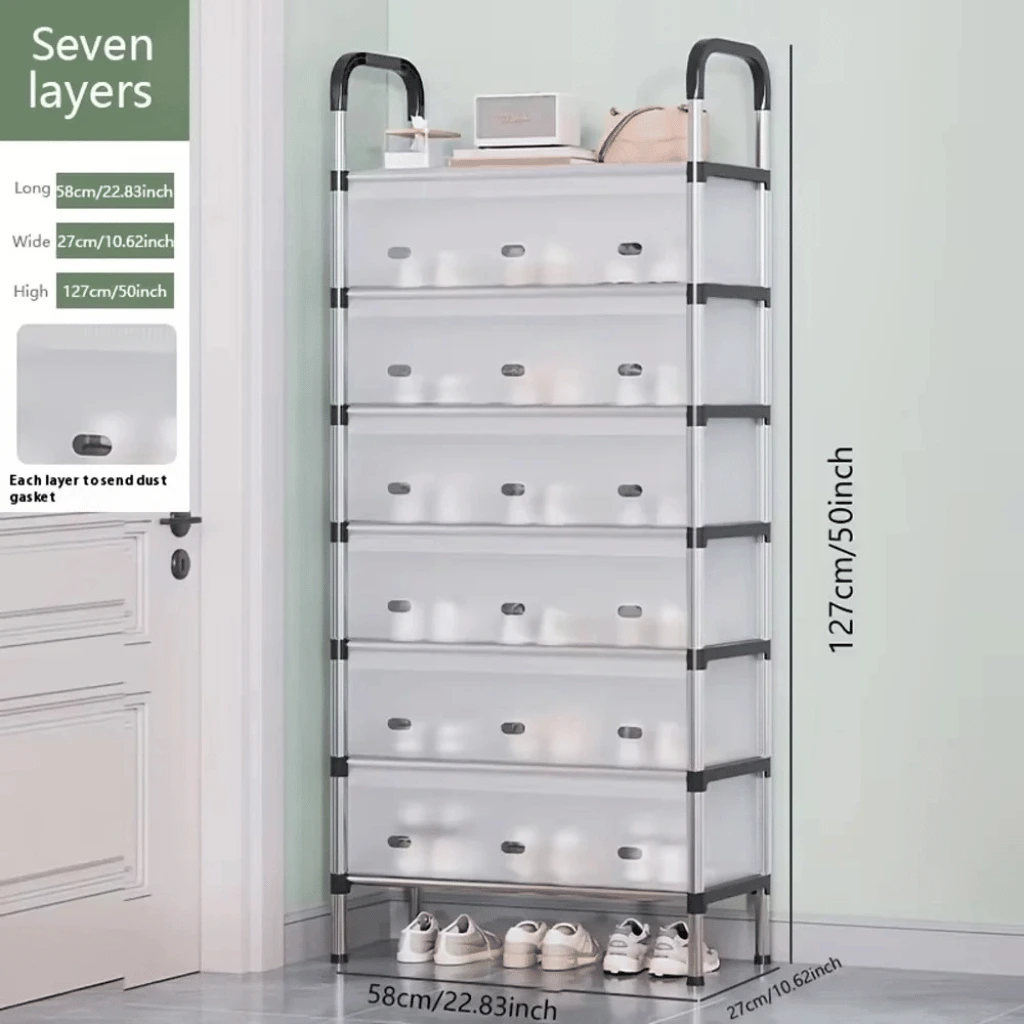 Modern Multi‑Layer Shoes Storage Rack Dustproof Cover & Handles