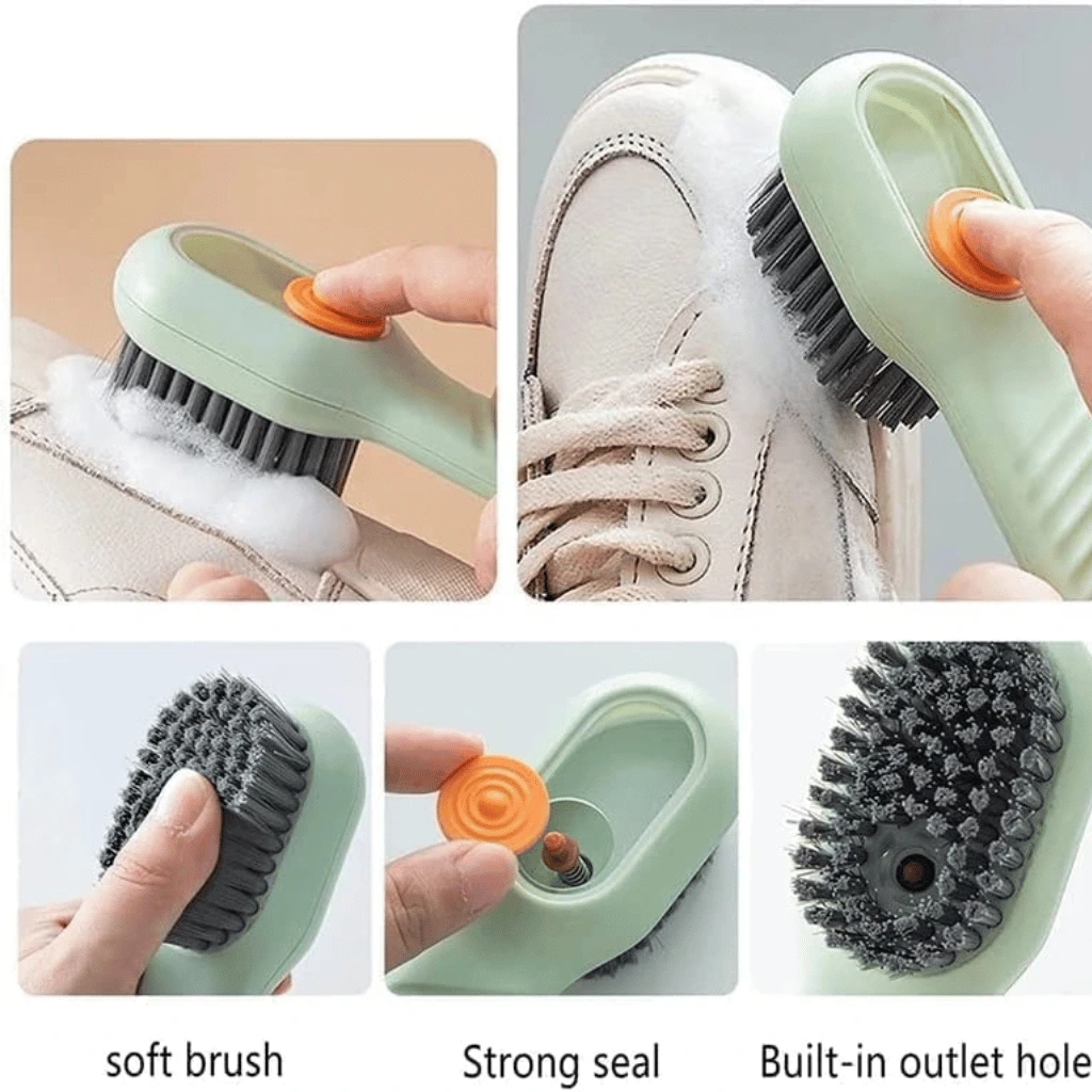 Multifunctional Shoe Brush with Liquid Box, Household Soft Fur Liquid Cleaning Shoe Brush