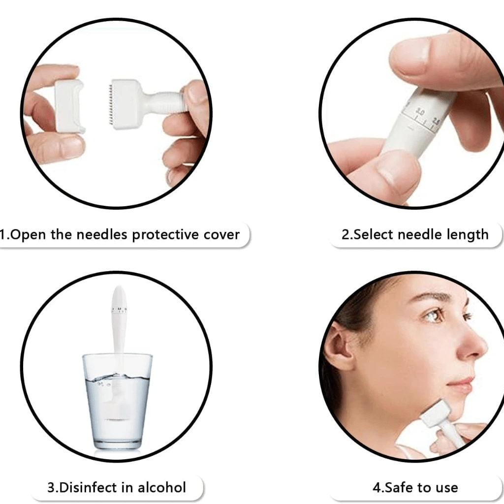 Original Imported Derma Stamp with Adjustable 140 & 100 Micro Needles - Skin Therapy Tool having 0-3.00mm
